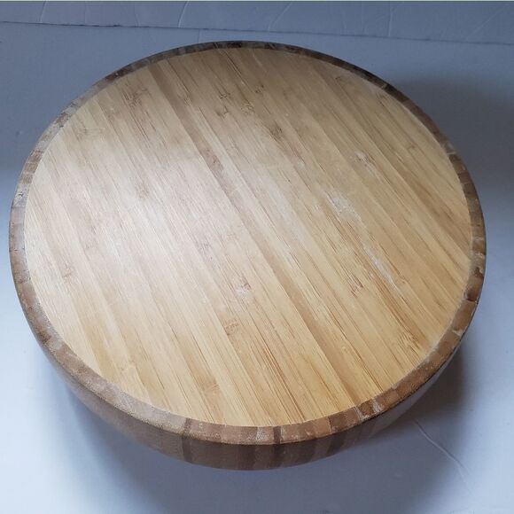 Wood Salad Bowl w/Salad Hands believed to be Bamboo - Picture 8 of 12